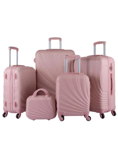 LIMRA Hardside 5 Piece Luggage Trolley Set Pink