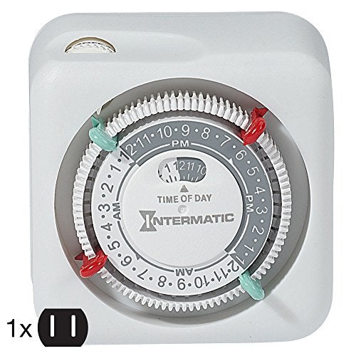 Intermatic مؤقت داخلي Intermatic TN111K بقدرة 15 أمبير - تحكم متعدد الاستخدامات على مدار 24 ساعة - تجاوز يدوي سهل وتصميم بمقبس ثنائي الشوكة (عبوة واحدة) - Image 3