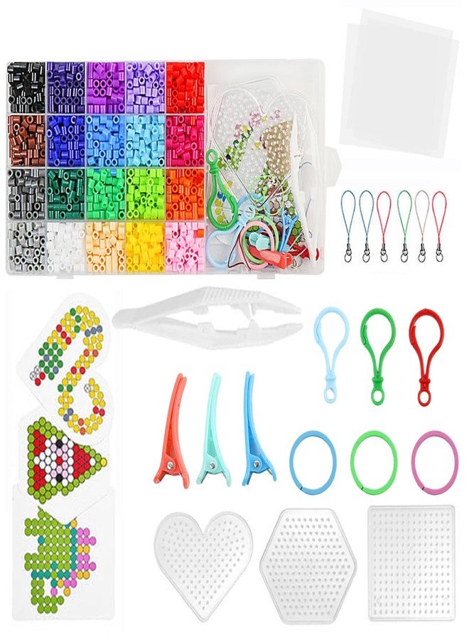 PATPAT 2000Pcs Fuse Beads Kit Kids Activity Beads Craft Diy 5Mm 20 Colors Iron-On Melty Beads Toy Set With Pegboards, Ironing Paper & Chain Accessories, Children's Day Kids Age 4+, Multicolor - Image 1
