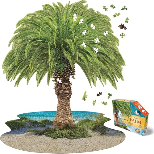 Madd CAPP I Am Palm 1000 Piece Puzzle Palm Tree Shaped Nature Jigsaw 30 x 38 Assembled Size Poster Reference Educational Fun Fact Booklet - Image 1