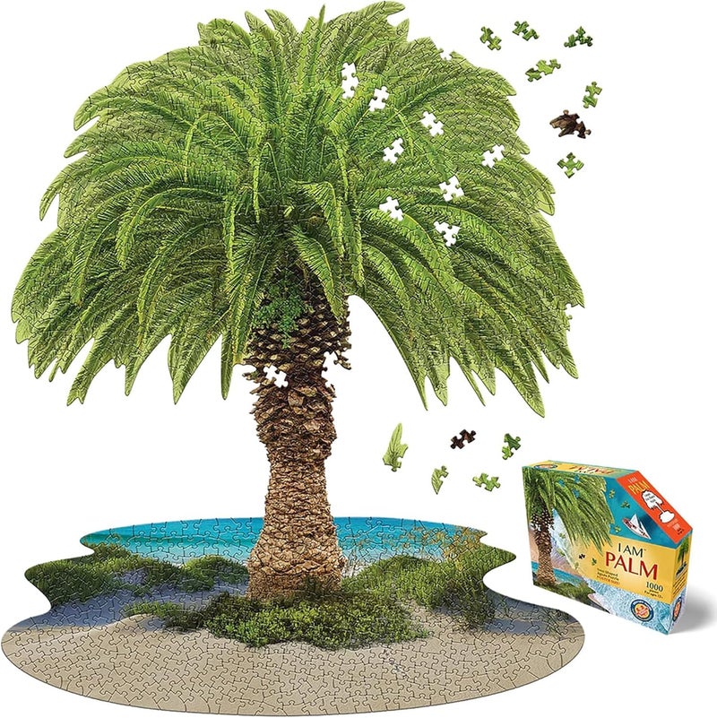 Madd CAPP I Am Palm 1000 Piece Puzzle Palm Tree Shaped Nature Jigsaw 30 x 38 Assembled Size Poster Reference Educational Fun Fact Booklet - Image 3