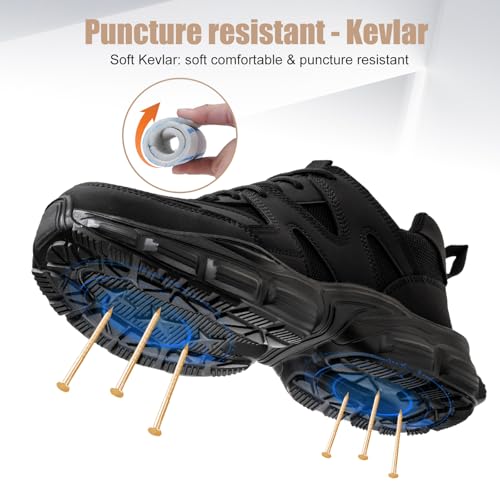 Hogent Steel Toe Shoes for Women Men Wide Non Slip Composite Work Sneakers Indestructible Comfortable Safety Tennis Shoes Lightweight Breathable Construction Sneakers Puncture Proof Ergonomic Design - Image 4