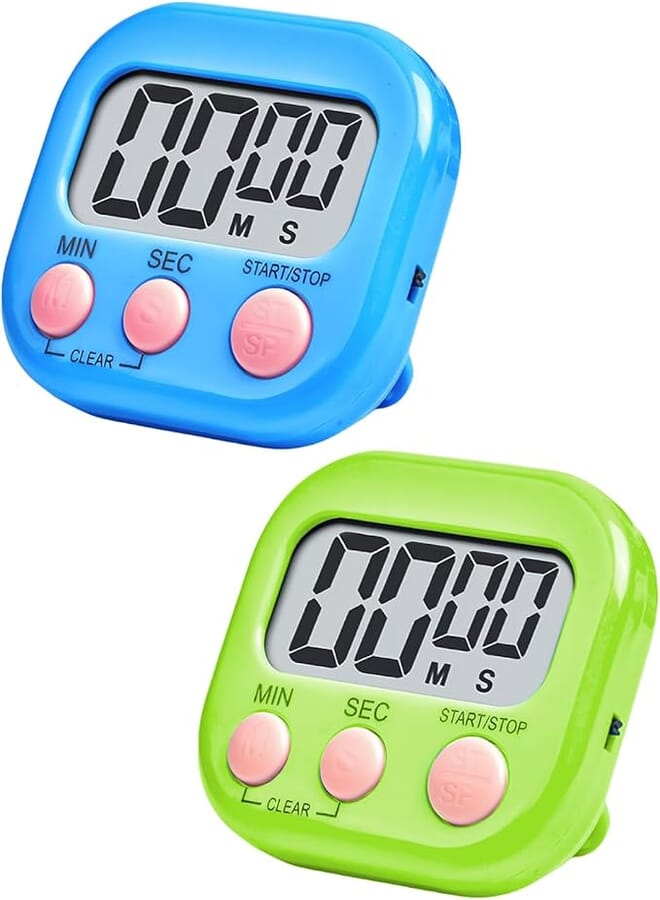 Digital Kitchen Timer 2 Pack, Large Magnetic Digital Kitchen Timer with Large Display, Loud Alarm, and Magnetic Back, Suitable for Work, Study, Fitness and Sports