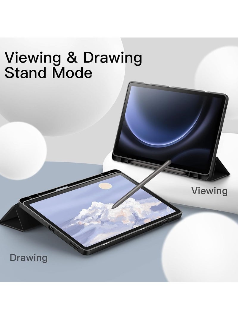 IAF Case for Samsung Galaxy Tab S9 FE 10.9-Inch â€“ Soft TPU Tri-Fold Stand with S Pen Holder, Charging Support, Auto Wake/Sleep (Black) - Image 5