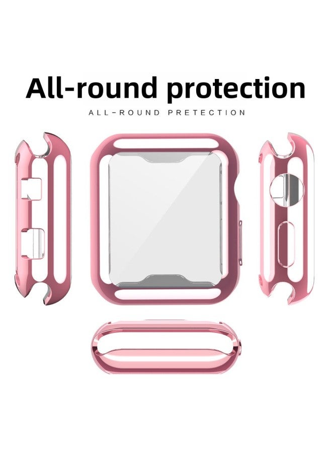Suitable For Iwatch Apple Watch TPU Soft Case S2-10 Electroplated Color Drop-resistant All-inclusive Neutral Case-Color:Rose Gold-Exterior Dimension:S10-42mm With Carton Packaging