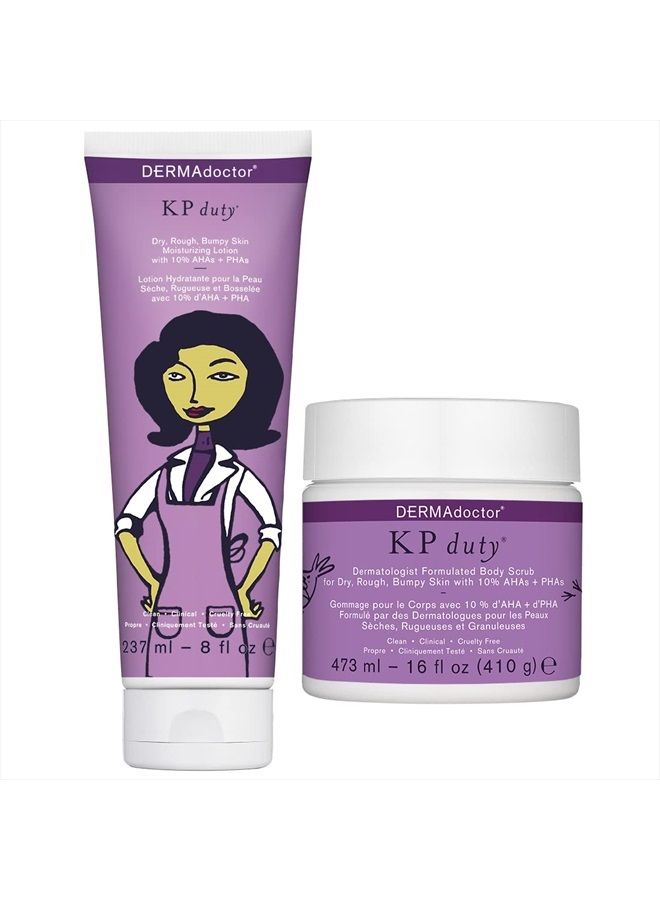 DERMAdoctor مجموعة KP ديو للبشرة الجافة لمرض الشعر الجلدي + البشرة الجافة والخشنة + البقع الخشنة مع 10% AHAs + PHAs - Image 1