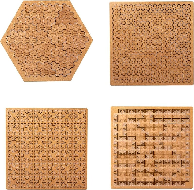 أحجية الصواني الكسورية الخشبية للبالغين 4 قطع ألعاب تدريب الدماغ ذات الأشكال غير المنتظمة - Image 2