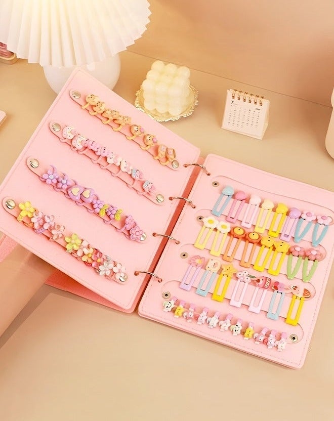 Hair Clip Organizer Book, Felt Hair Accessories Organizer with 2 Inner Pages, Large Capacity Travel Book-Style Holder for Hair Clips, Headbands, Barrettes, Foldable and convenient Hairpin Holder - Image 1