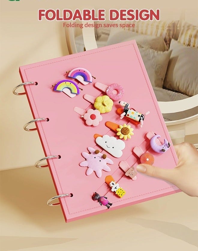 Hair Clip Organizer Book, Felt Hair Accessories Organizer with 2 Inner Pages, Large Capacity Travel Book-Style Holder for Hair Clips, Headbands, Barrettes, Foldable and convenient Hairpin Holder - Image 5