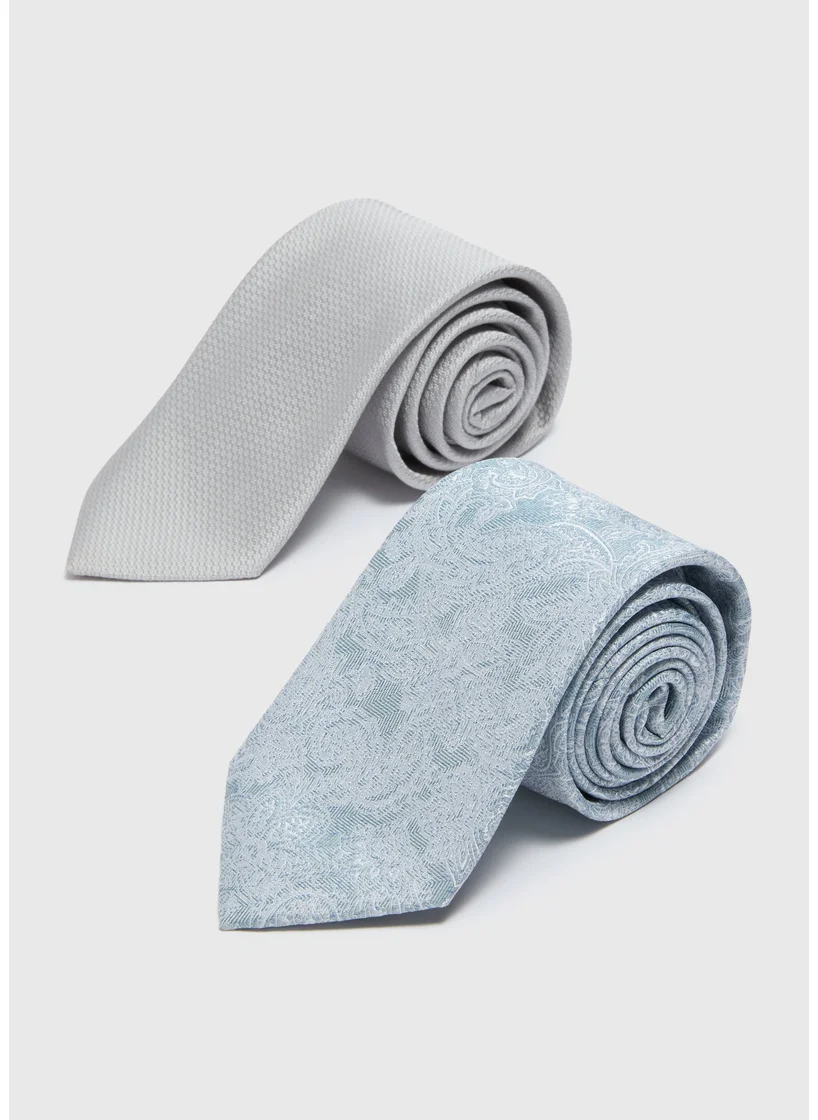 Matalan Taylor & Wright 2 Pack Silver Paisley Textured Ties