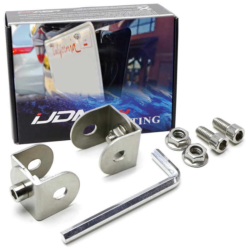 iJDMTOY Universal Fit JDM Slanted Tilt FrontRear Bumper License Plate Relocator Bracket Holder wAdjustable AngleDegree