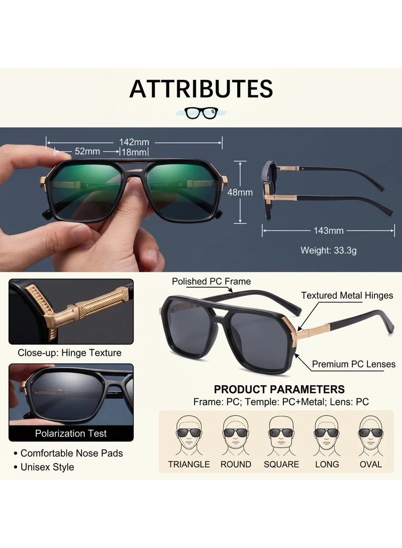 Thugfit  Vanguard Square Aviator Sunglasses for Men and Women, UV400 Polarized Lenses for Men | Best Price UAE