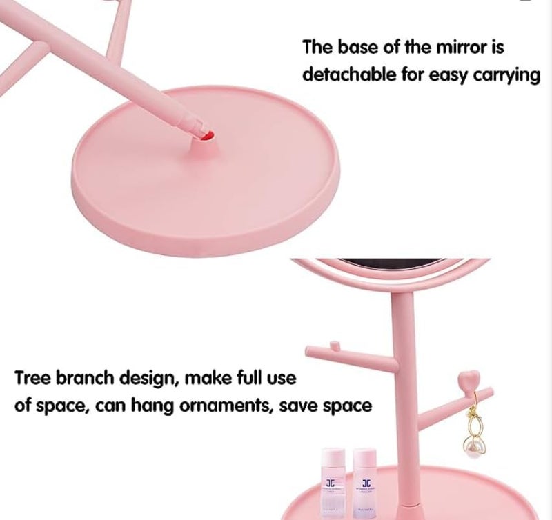 ALKAYAN Makeup Vanity Portable Adjustable Side Table Top Rotating Mirror for Dressing Table Standing Mirror Cute Kitty Designed Portable Vanity Mirror Pink - Image 4