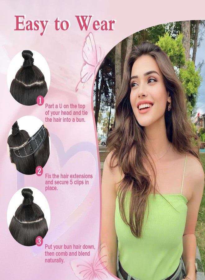 gulagula وصلات شعر غولاغولا، 20 بوصة، وصلات شعر بمشابك، قطعة واحدة على شكل حرف U، وصلات شعر ناعمة وطبيعية للنساء - Image 5