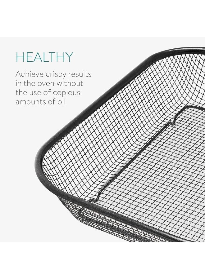 طقم 3 سلال شواء شبكية من الستانلس ستيل، غير لاصقة، مثالية لشوي الخضروات والدجاج واللحوم والسمك والبطاطس – مناسبة للفرن أو الشواية، تصميم شبكي للتهوية المتساوية وسهولة التنظيف - Image 3