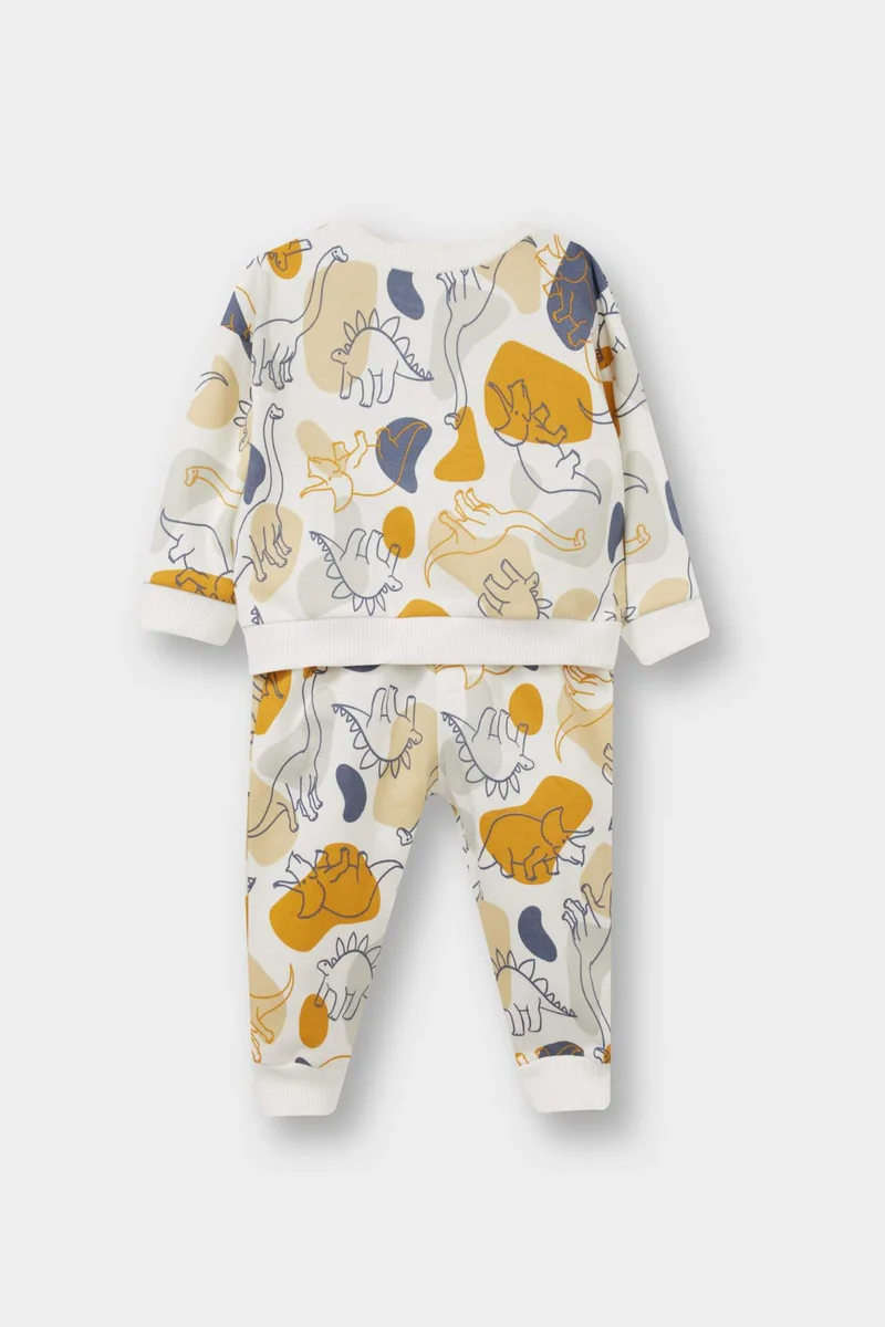 Defacto Baby Boy Dinosaur Printed Sweatshirt Sweatpants 2 Piece Set