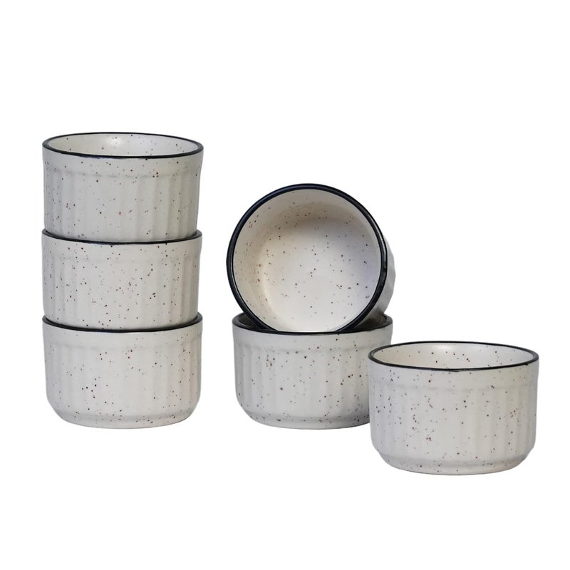 Freakway Ceramic Dip Bowls 50 ml Black Set of 6 Chutney Bowls Ketchup BowlsChutney BowlsDip Bowls White Matte - Image 2