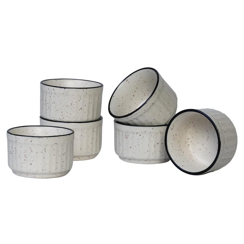 Freakway Ceramic Dip Bowls 50 ml Black Set of 6 Chutney Bowls Ketchup BowlsChutney BowlsDip Bowls White Matte - Image 3