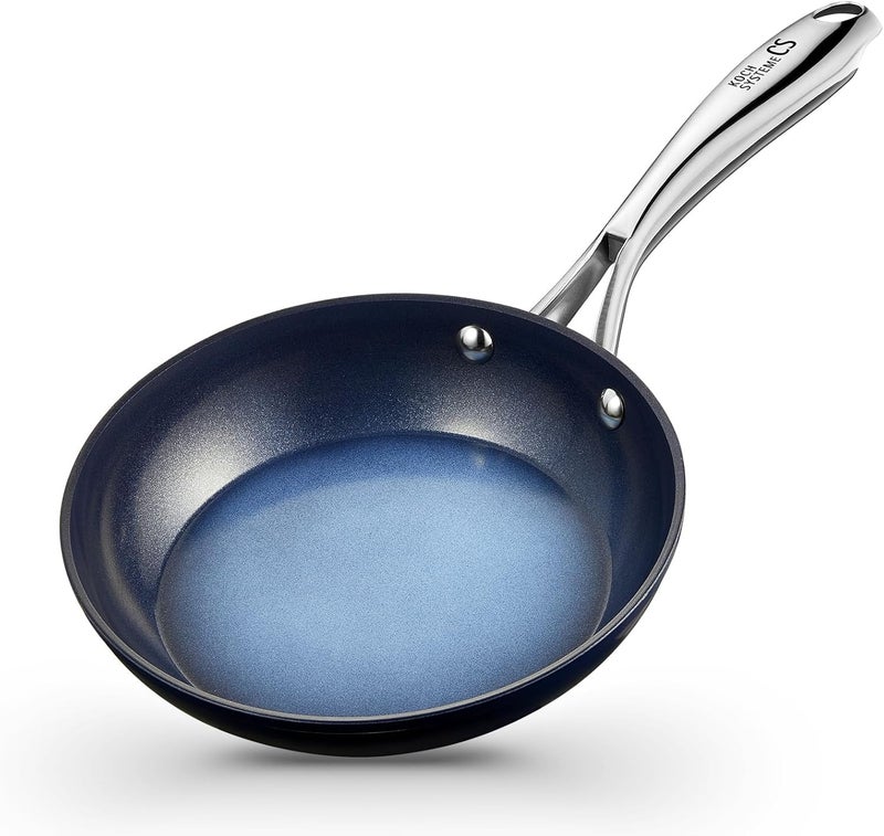 KOCH SYSTEME CS 14 Inch Large Frying Pan with Lid, Nonstick Skillet with Ceramic Interior, Large Fry Pan for Family & Commercial Cooking, Frying Pan Nonstick, Oven Safe & Induction Compatible, Blue - Image 1
