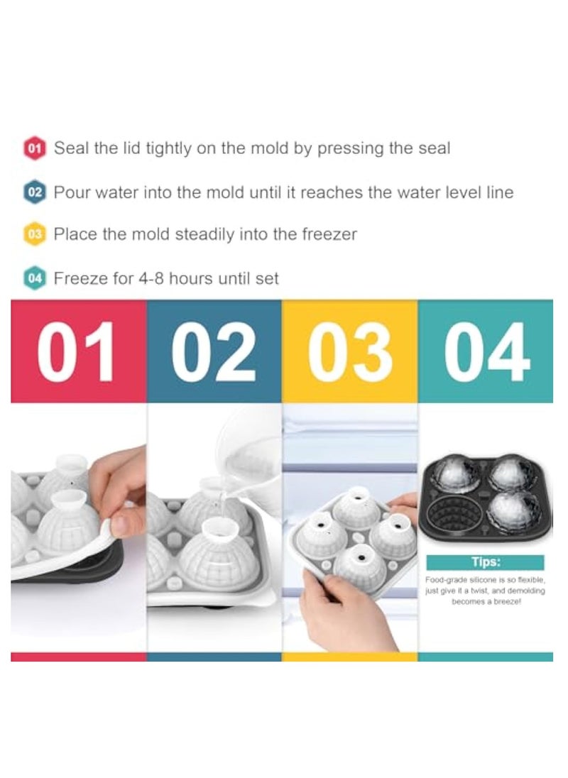 KASTWAVE 2Pcs Silicone Large Ice Cube Moulds, Silicone Ice Cube Tray, Reusable Angular Texture Ice Ball Mould and Square Ice Cube Moulds, Large Square Ice Cube Tray and Sphere Ice Ball, for Cocktails, Drinks  - Image 3