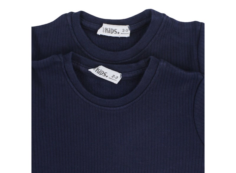 playmore Unisex Cotton Ribbed Thermal Top (Pack Of 2) – Navy - Image 2
