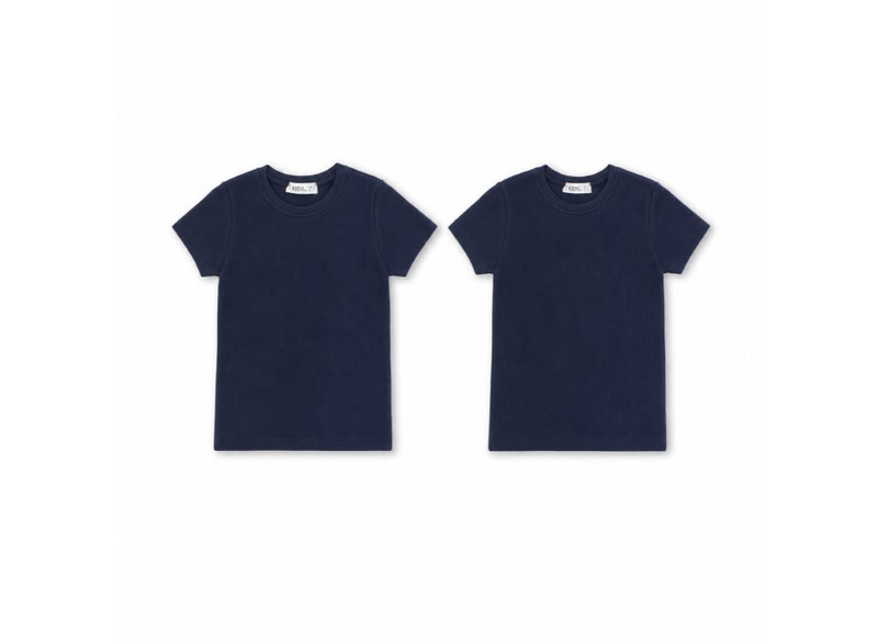 playmore Unisex Cotton Ribbed Thermal Top (Pack Of 2) – Navy - Image 1