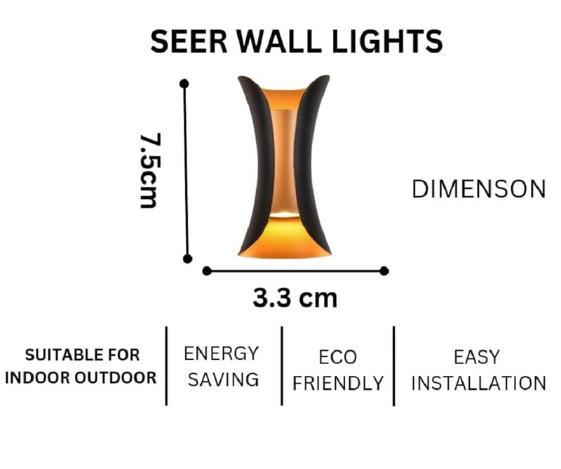SEER® Wall Light LED 2 Way 10 Watt Modern Style Aluminum Outdoor Indoor Home Wall Sconces Fixture Garden/Wall Lamp/Bedroom/Bedside Decoration Lighting Lamp Pack 1 - Image 3