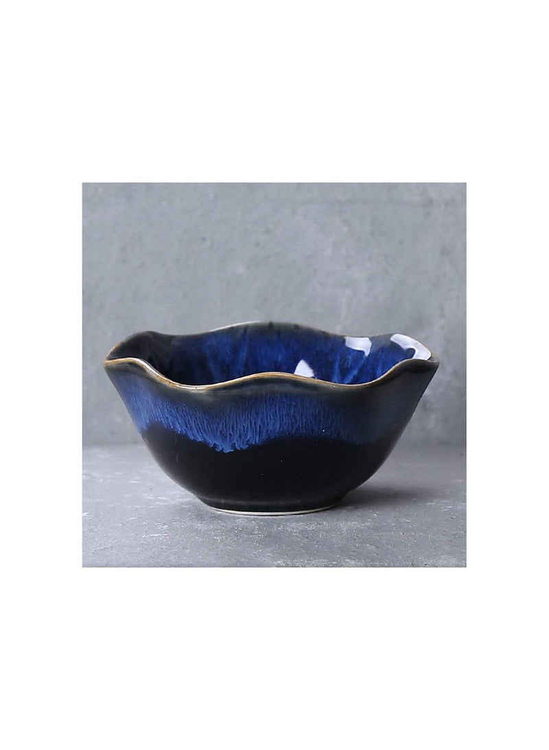 GGOOT 2pcs Ceramic Bowl Japanese Style Soup Rice Bowl Lotus Leaf Shaped Tableware Storage Bowl for Home Hotel ( Blue ) Creative ceramic tableware - Image 4