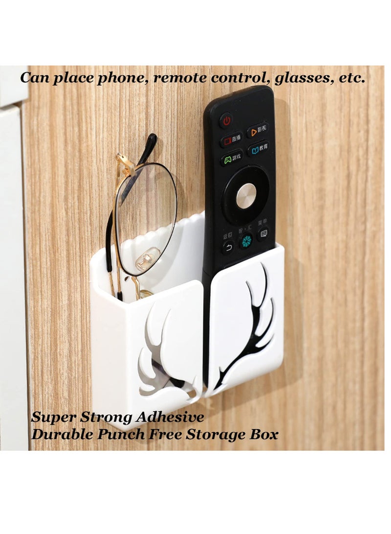 Excefore 5Pcs Wall Mount Phone Holders, Self-Adhesive Remote Control Holder Bedside Organizer Storage Box Cell Phone Charger Stand Bracket for Home Kitchen Bedroom Bathroom Office, Blue Green Pink White Yellow - Image 5