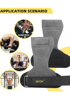 SKDK 2 Pack Wrist Straps for Weightlifting,Double Layer Leather Weightlifting Wrist Strap for Deadlift and Powerlifting, Adjustable Padded Gym Workout Lifting Wrist Gym Lifting Straps  - Image 2