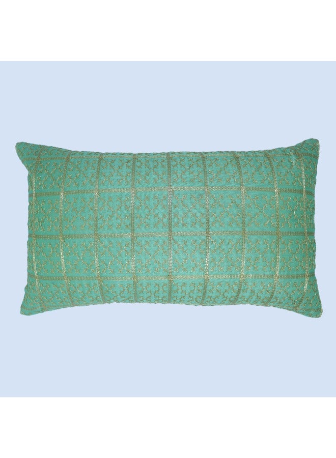 بيفت غطاء وسادة BYFT Orchard مقاس 12 × 20 بوصة (تصميم المربعات الذهبية - أخضر) 30 × 50 سم غطاء وسادة مزخرف فاخر للأريكة والسرير وغرفة المعيشة - مجموعة من قطعتين بدون حشوات - Image 3