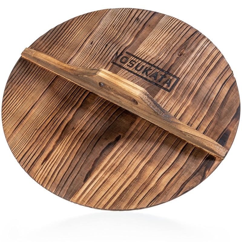 YOSUKATA Premium Wok Cover 14" for Wok 14" - Wooden lid for Frying Pan - Ergonomic Handle - Condensate-free - Durable Accessories for Carbon Steel - Cast Iron - Stainless Steel & Aluminum Woks - Image 1