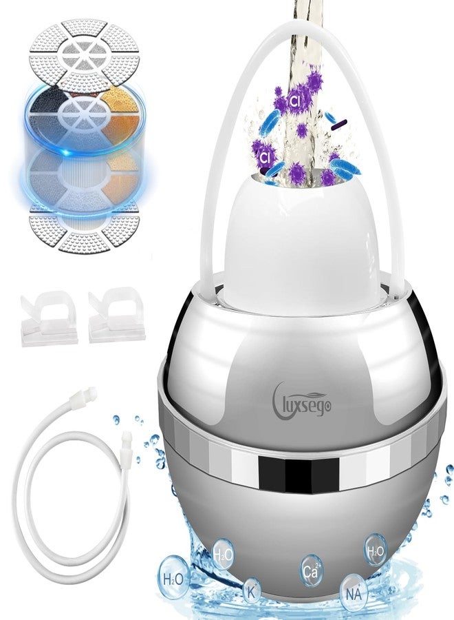 Luxsego KDF55 Bath Filter for Tub, 8 Stages Bath Water Filters for Shower, BPA Free Filter for Bathtub Soften Hard Water, Purify Water Removes Residual Chlorine for Kid, Chrome-plate - Image 1