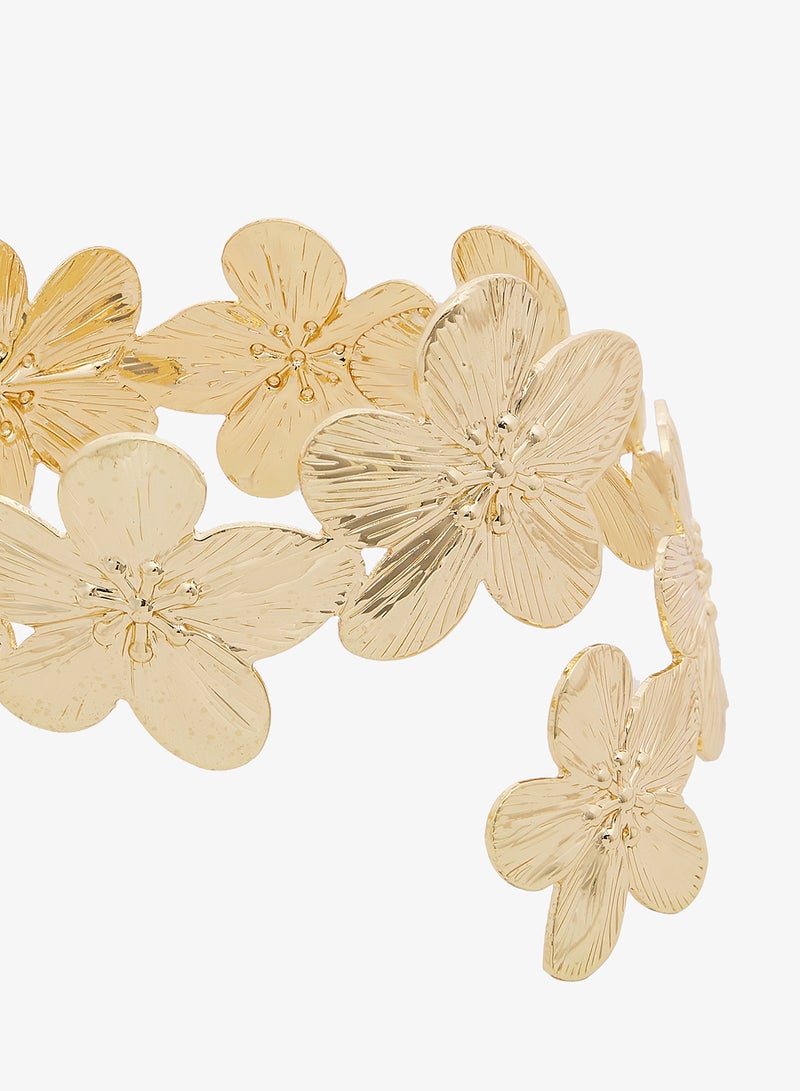 Ginger Floral Shaped Gold Arm Cuff - Image 3