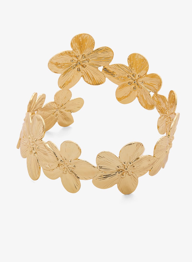 Ginger Floral Shaped Gold Arm Cuff - Image 2