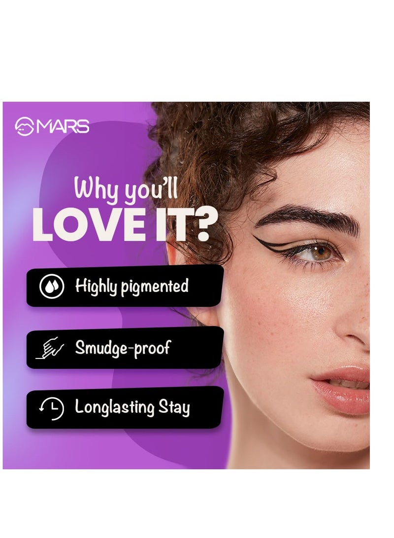 مارس MARS Eyelove Multi Pods Gel Eyeliner and Eyebrow Powder With Dual Ended Brush   Smudge Proof and Water Proof   Long Lasting   Rich Pigmentation   Inbuilt Mirror for Touch up  Black - Image 2