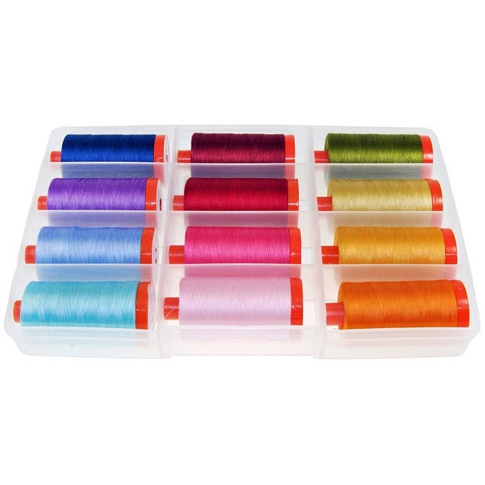 THREAD SET THE PERFECT BOX OF COLORS BY PAT SLOAN 50WT COTTON 12 LARGE 1422 YARD SPOOLS
