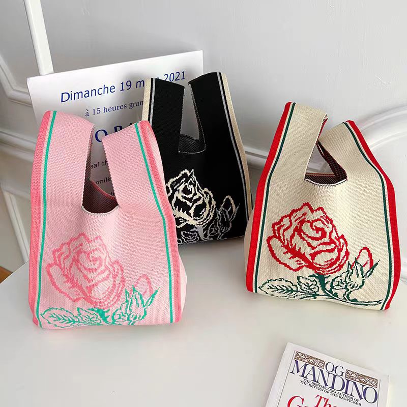 New Japanese And Korean Style Love Color-Matching Textiles Handbag Tote Bag Large Capacity Underarm Bag Women'S Bag Lunch Bag - Image 3