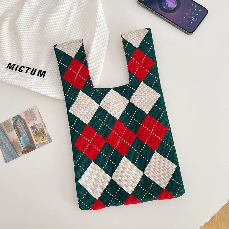New Japanese And Korean Style Love Color-Matching Textiles Handbag Tote Bag Large Capacity Underarm Bag Women'S Bag Lunch Bag - Image 1