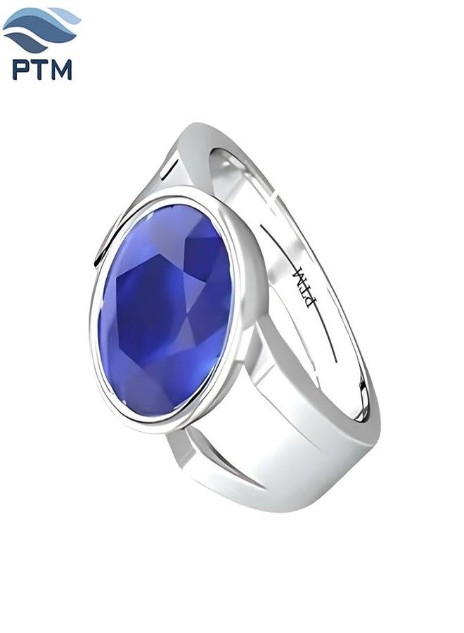 PTM 925 Pure Sterling Silver Blue Sapphire (Neelam) 4.25 Ratti or 4 Cts Astrological Gemstone Bis Hallmark Adjustable Ring for Men-cvtf - Image 3