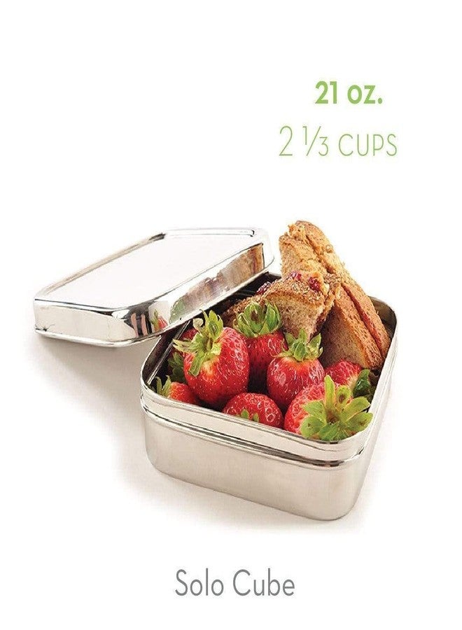 ECOlunchbox صندوق الغداء ECOlunchbox Solo Cube | حاوية تخزين طعام مربعة من الفولاذ المقاوم للصدأ | 5.25 × 5.25 × 2 بوصة (13 × 13 × 5 سم) | تحمل 2.5 كوب (21 أونصة، 620 مل) من الطعام | علبة معدنية متينة للغداء والوجبات الخفيفة - Image 2