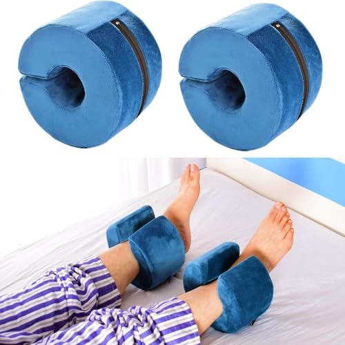 GREUS Heel Pillow Protectors for Pressure Sores Ulcer Heel Pain Relieve Cushion Anti Bed Sore Pad Foot Elevation Pillow Wedge Support Leg Rest Blue 2 Pcs - Image 1