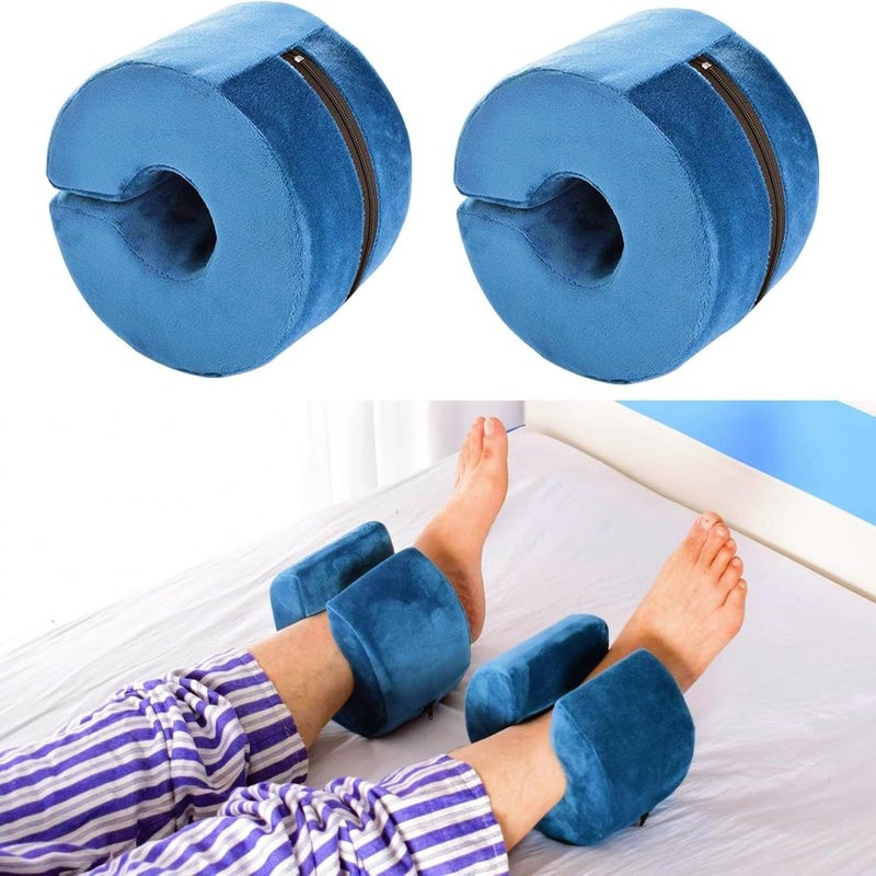 GREUS Heel Pillow Protectors for Pressure Sores Ulcer Heel Pain Relieve Cushion Anti Bed Sore Pad Foot Elevation Pillow Wedge Support Leg Rest Blue 2 Pcs - Image 2