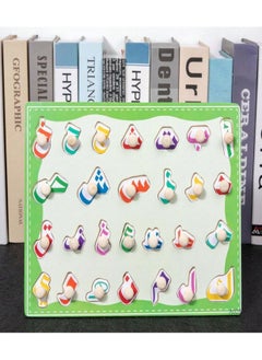 Generic Babeland Puzzle Alphabet 27 Letters Arabic Grab Plate with Knobs - 30x22.5cm, Educational Montessori Toy, Jigsaw Puzzle Letters Game, Colorful Matching Game for Early Education  - Image 2