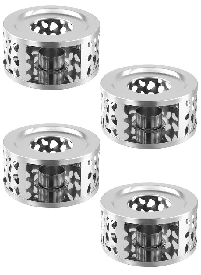MUKLEI 4PCS 430 Stainless Steel Teapot Warmer, Teapot Heater with Tealight Holder, Tea Pot Warmer Base for Meet for Tea - Image 1