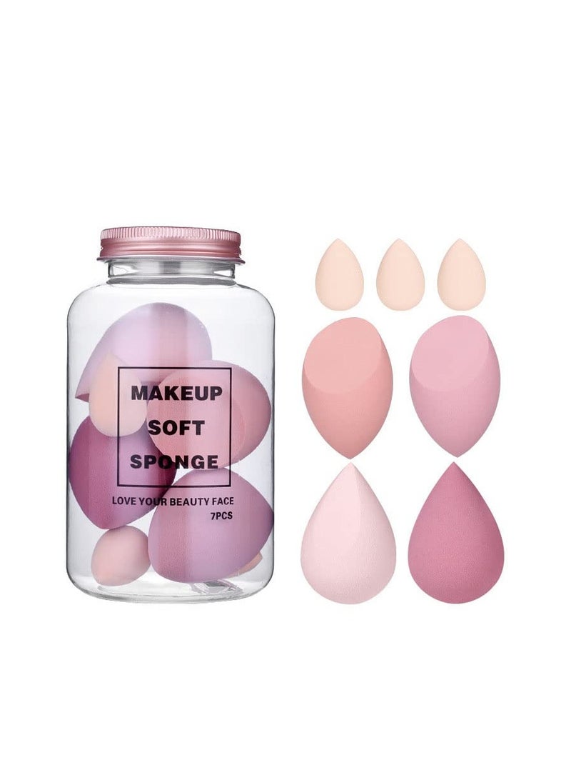 MACPLUS Makeup Sponge Set Beauty Blender with Egg Case, Soft Sponge For Liquid Foundation, Creams Multicolor 4 Big with 3 Mini 7 Pcs set - Image 2