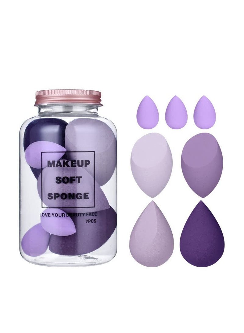 MACPLUS Makeup Sponge Set Beauty Blender with Egg Case, Soft Sponge For Liquid Foundation, Creams Multicolor 4 Big with 3 Mini 7 Pcs set - Image 1
