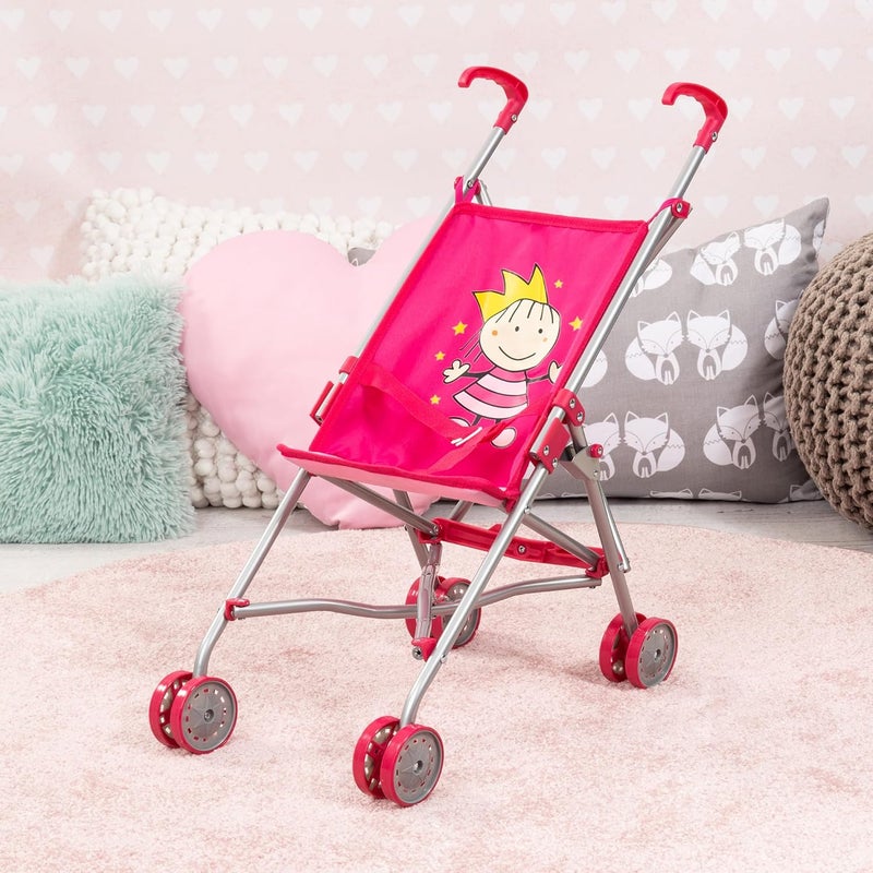 Bayer Design 30182AA Dolls Buggy Umbrella Stroller Pram for Toddler Foldable Double Wheels Stable, Pink - Image 4