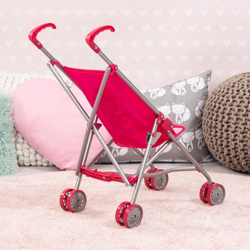 Bayer Design 30182AA Dolls Buggy Umbrella Stroller Pram for Toddler Foldable Double Wheels Stable, Pink - Image 5
