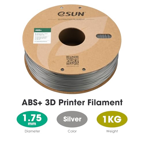 eSUN ABS+ Filament 1.75mm, 3D Printer Filament ABS Plus, Dimensional Accuracy +/- 0.05mm, 1KG Spool (2.2 LBS) 3D Printing Filament for 3D Printers, Silver - Image 3